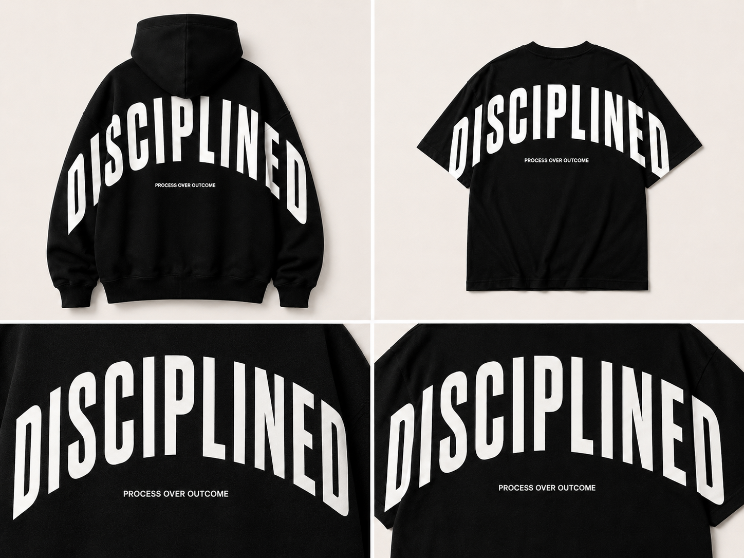 DISCIPLINED Heavyweight Hoodie Back Print Detail