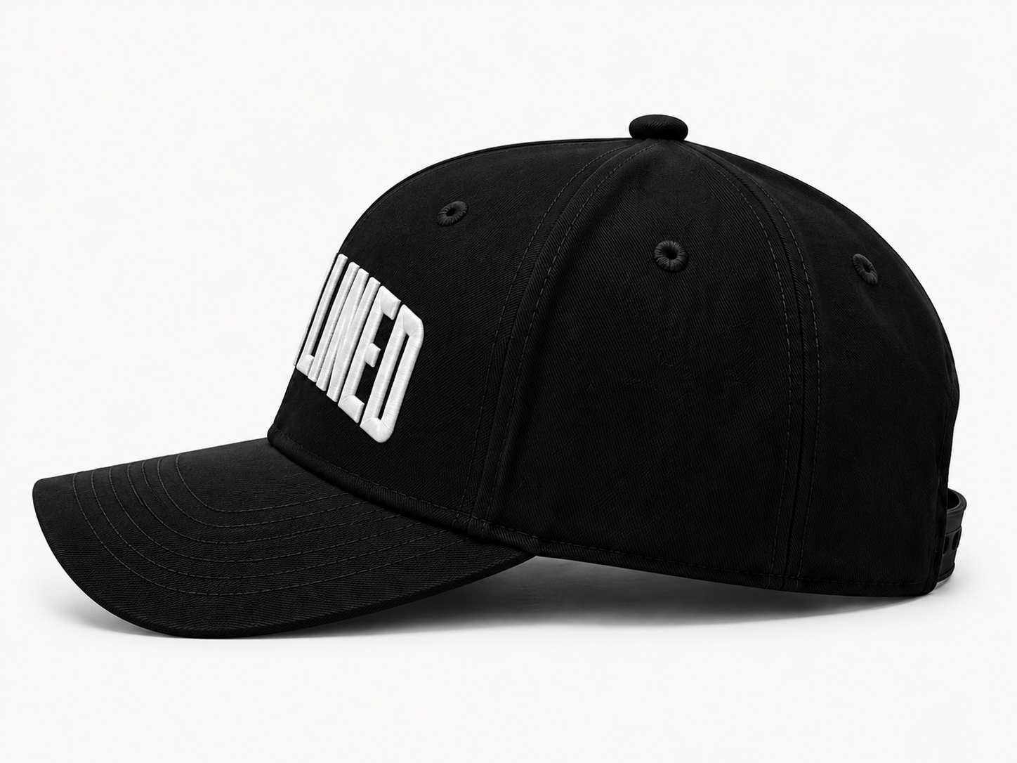 DISCIPLINED Structured Hat side angle on light background