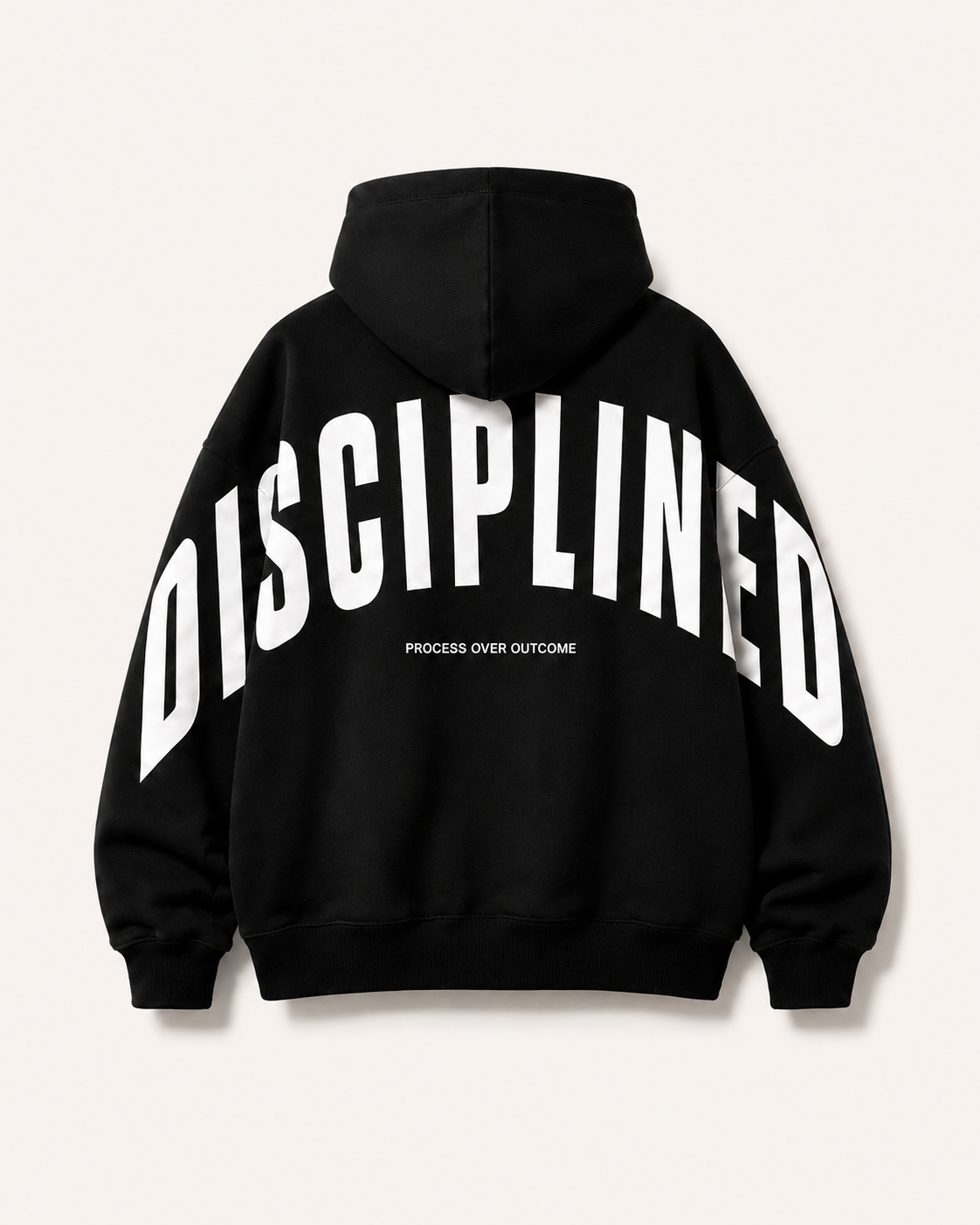 DISCIPLINED Heavyweight Hoodie back on light background