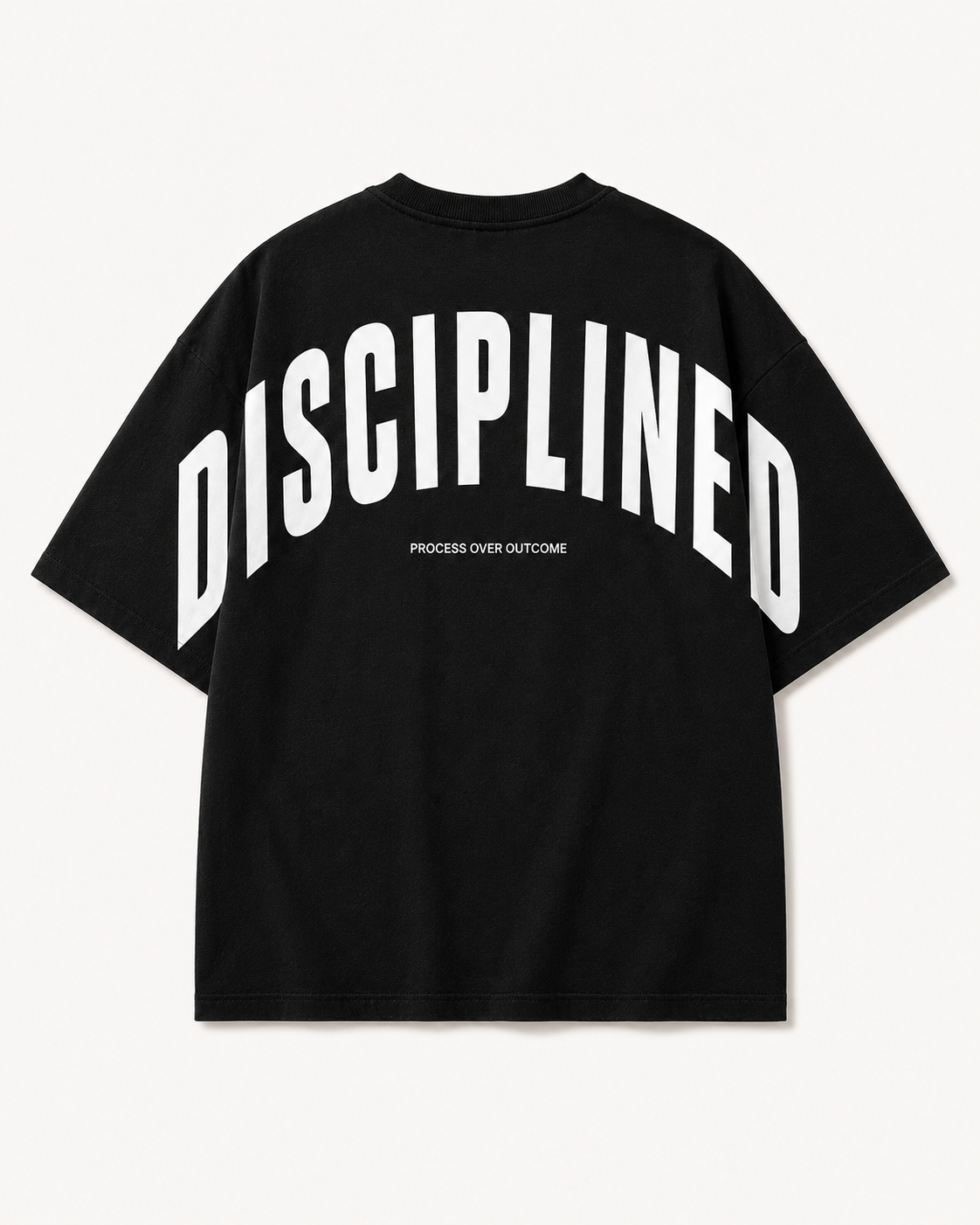 DISCIPLINED Oversized Tee back on light background